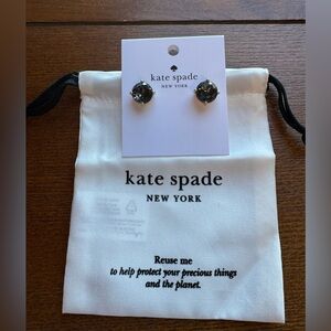 kate spade New York Black Diamond Gum Drop Stud Earrings w/Dust Bag